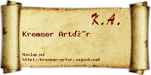 Kremser Artúr névjegykártya